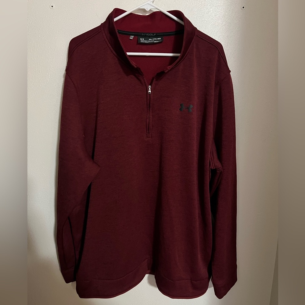 UNDER ARMOUR Classic Golf ColdGear Athletic Quarter Zip Maroon Black Men's‎ 3XL